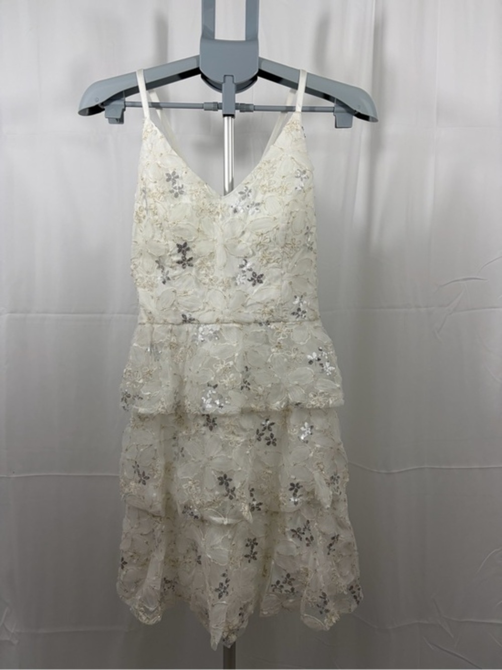 NWT By & By Women’s Size Large Sparkly Ivory Sequin Spaghetti-Strap Dress